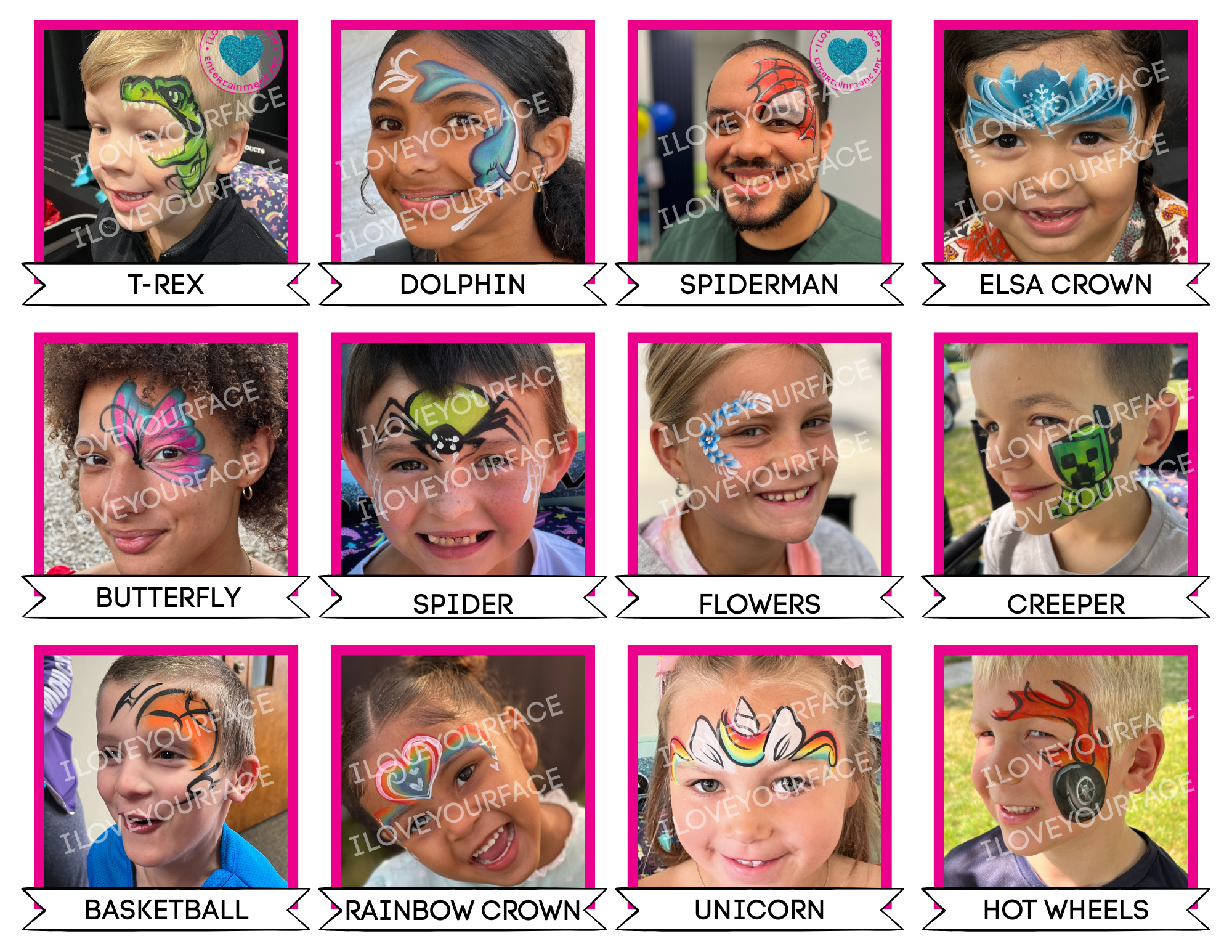 Family Fun Day face painting design options