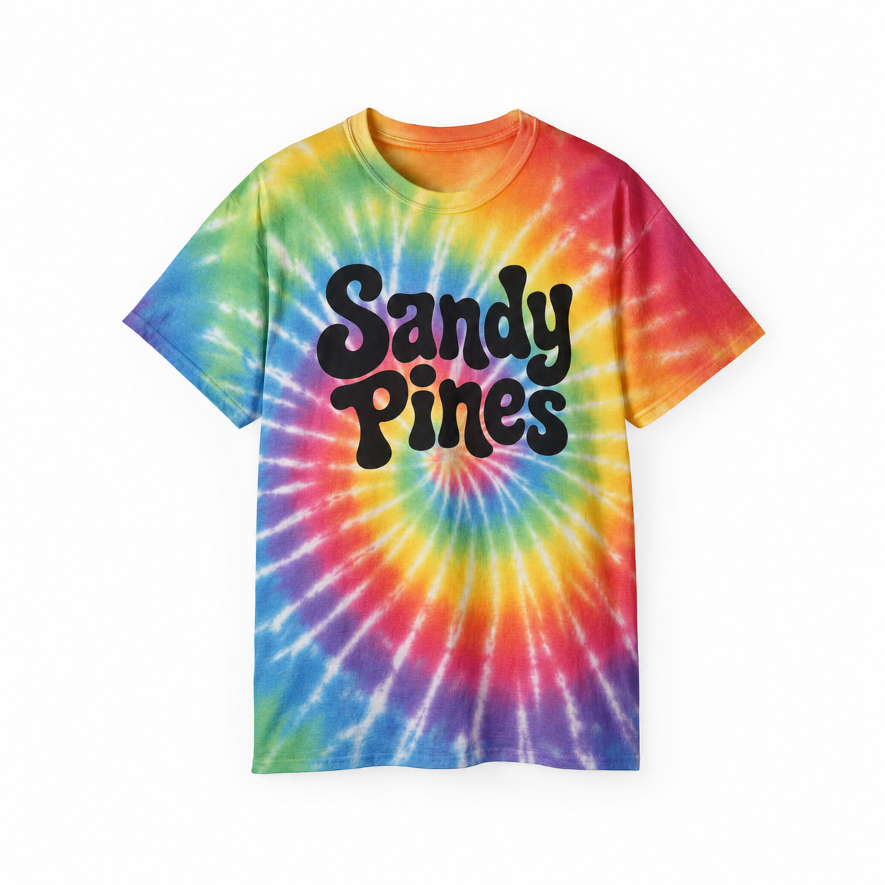 Colorful Sandy Pines tie dye shirt after dye