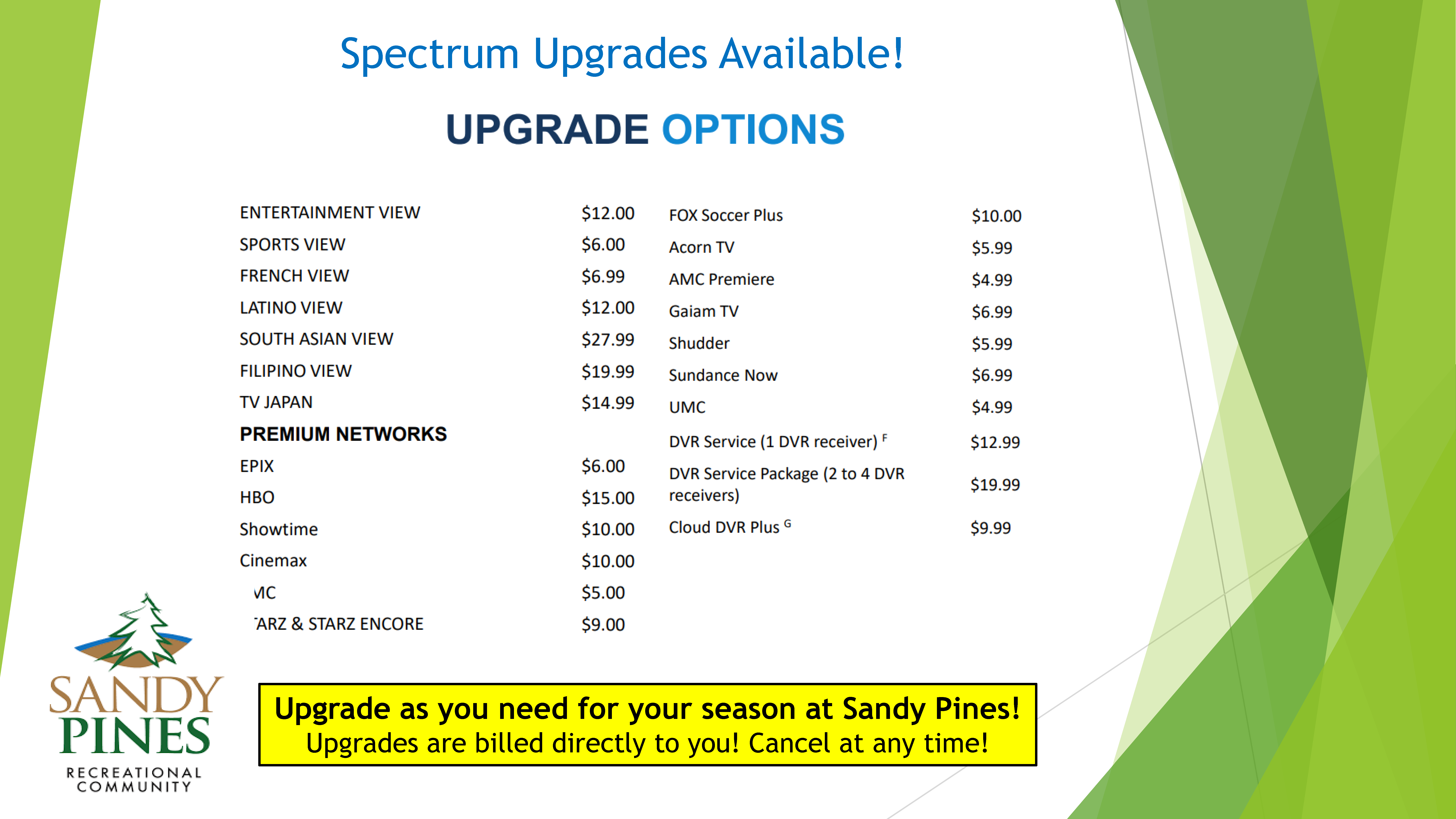 Spectrum Sports View Package