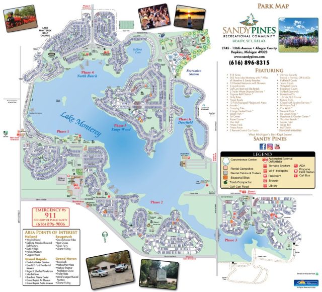 Park Maps Sandy Pines RV Resort & Campground Map West Michigan